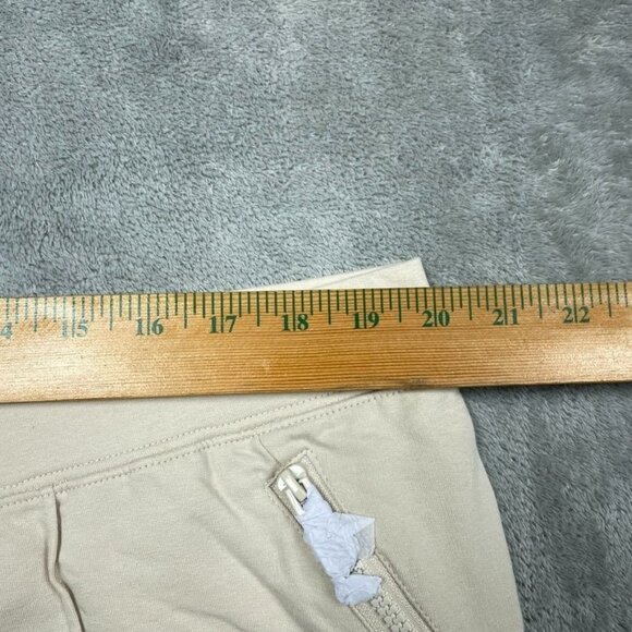 NEW *flaw* Beige Cropped Elastic Waist Womens Pants With Zipper Pockets a1513 - Picture 5 of 10